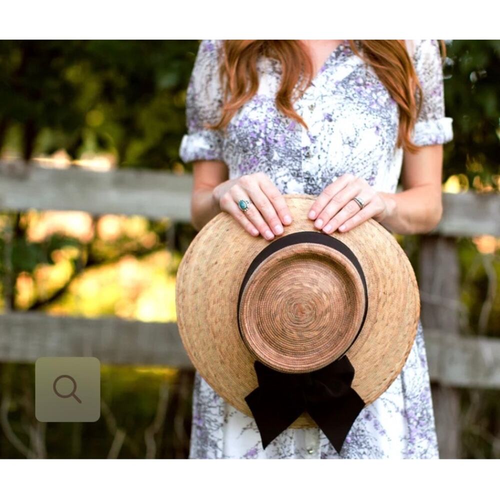 Tula Joliet Straw Sun Hat Black Bow UPF 50+ Palm Fiber Wide Brim NWT